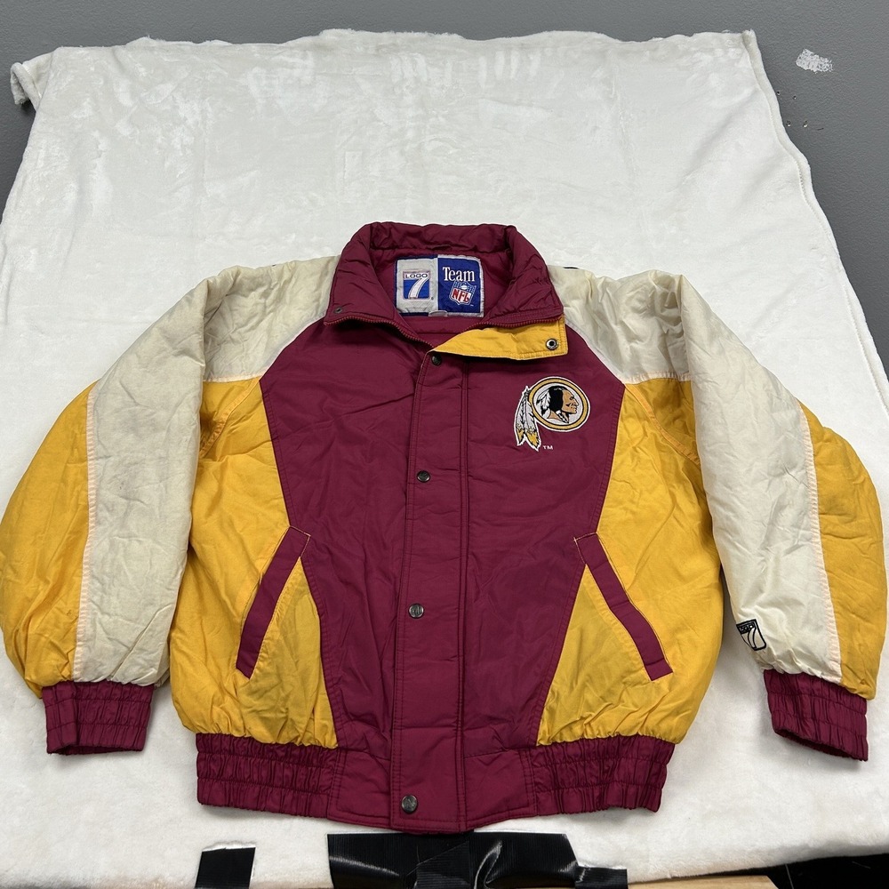 Logo 7 Puffer Jacket Mens Large Burgundy Washington Vintage NFL 90s